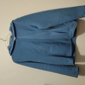 LL Bean woman size large Blue hooded fleece jacket